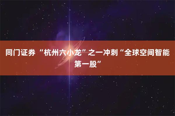 同门证券 “杭州六小龙”之一冲刺“全球空间智能第一股”