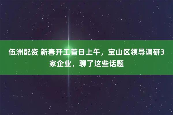 伍洲配资 新春开工首日上午，宝山区领导调研3家企业，聊了这些话题