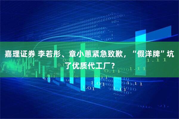 嘉理证券 李若彤、章小蕙紧急致歉，“假洋牌”坑了优质代工厂？